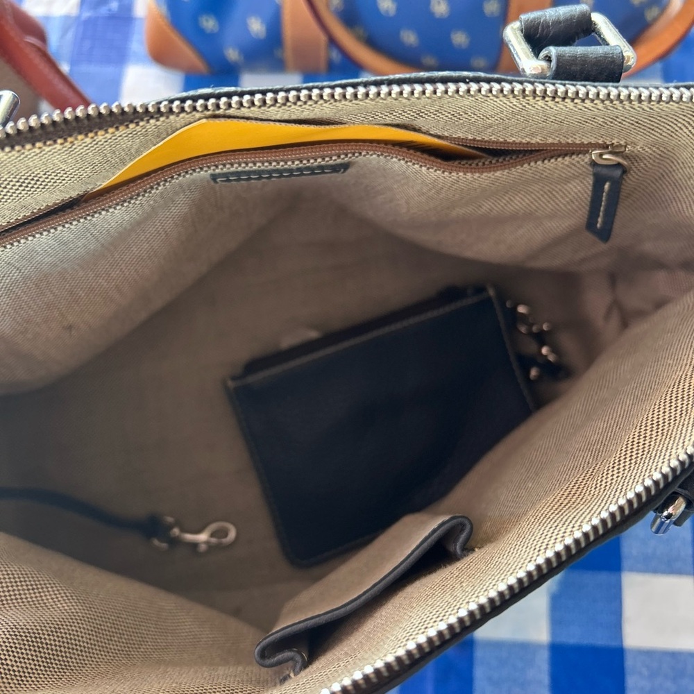 Dooney & Bourke Navy Leather Satchel - Picture 3 of 5